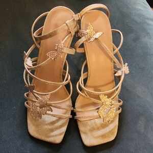 Anna Gold Butterfly Heels